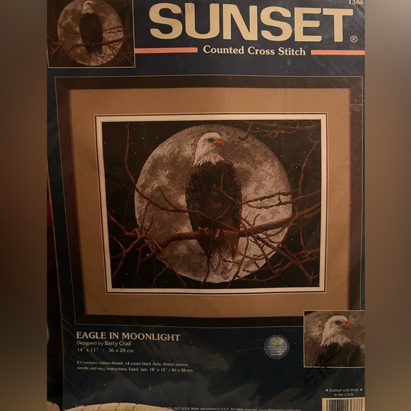 Vintage Sunset Eagle in Moonlight Counted Cross Stitch Kit - Picture 2 of 4